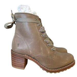 Frye Sabrina Tan Leather Lace Up Ankle Boot Size 7.5